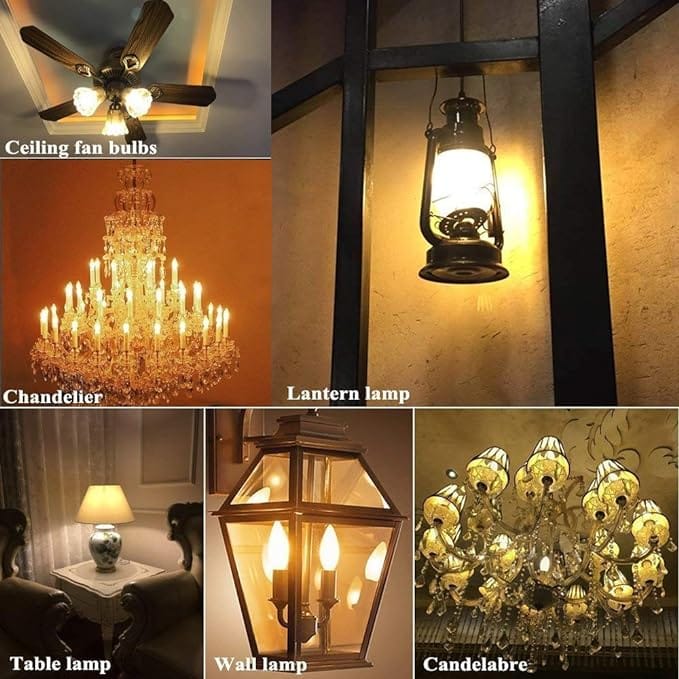 BRIMAX C35 LED Bulbs, 6W Candelabra Led Bulbs Dimmable, E12 Base, 2700K Warm Whit Glow