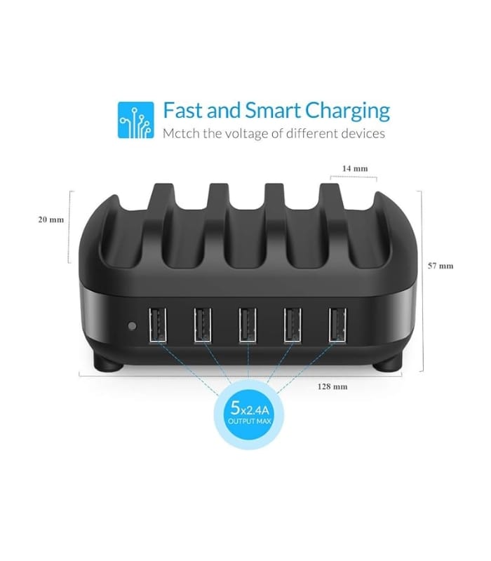 _Charging Station, 40W 5-Port Fast USB Charger with Organizer Stand for Multi Devices Charging Station, 40W 5-Port Fast USB Charger with Organizer Stand for Multi Devices