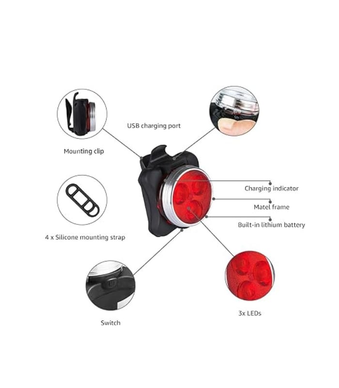 Defurhome Bike Light Set, Super Bright USB Rechargeable Bicycle Lights (2) Defurhome Bike Light Set, Super Bright USB Rechargeable Bicycle Lights