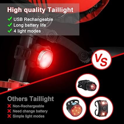 Defurhome Bike Light Set, Super Bright USB Rechargeable Bicycle Lights