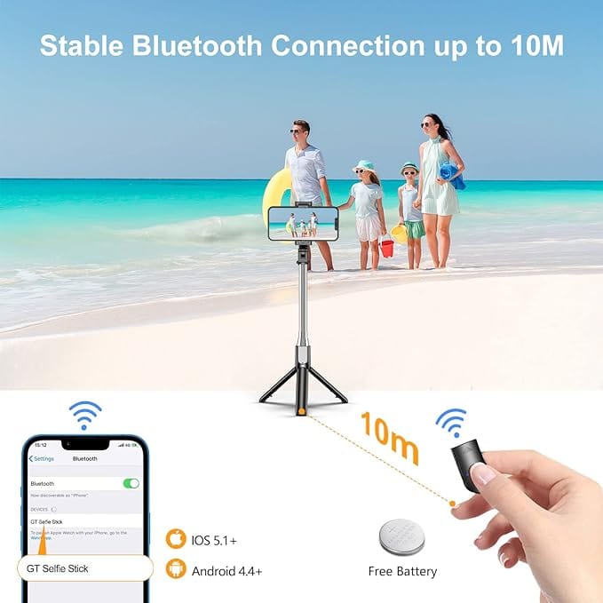 Gritin Selfie Stick, 4 in 1 Bluetooth Selfie Stick Tripod