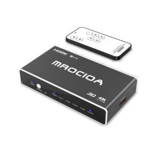 MROCIDA HDMI Switch 4K 30hz hdmi 1.4 5 in 1 Out HDMI Switcher 5 Port with IR Remote Control HDMI Splitter Support