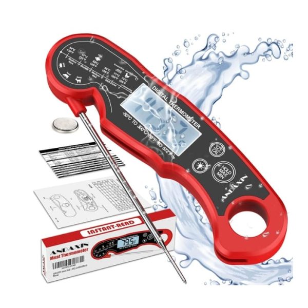 Meat Thermometer Instant Read, Digital Food Thermometer with Backlight and Calibration