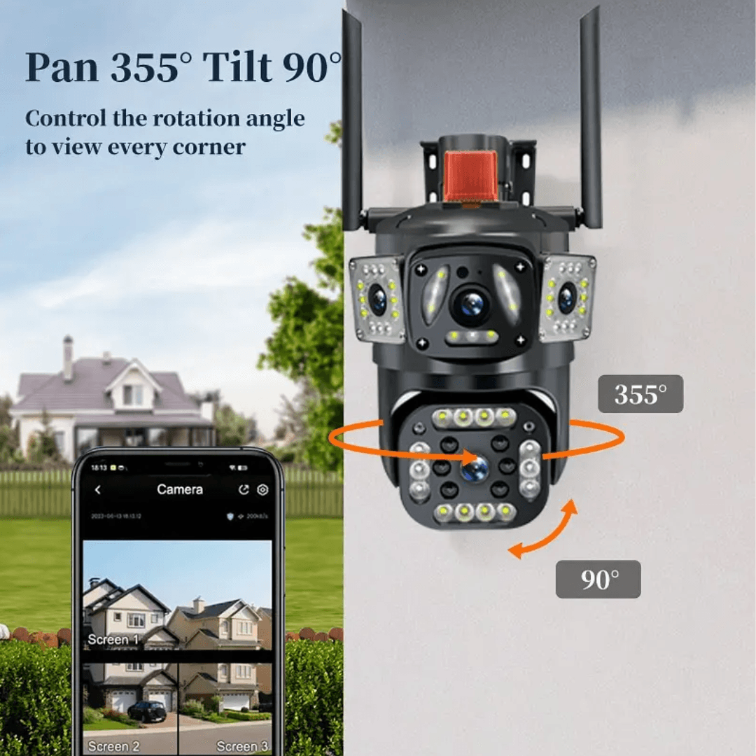 Speed-X PTZ WiFi Outdoor 6MP Security Camera With 3Screen,Night Vision,Waterproof