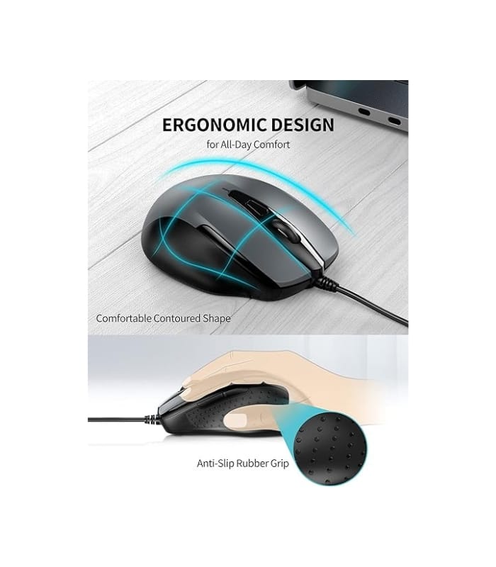 _TECKNET USB Wired Mouse, 6-Button Corded Mouse with 4 Adjustable DPI (2) TECKNET USB Wired Mouse, 6-Button Corded Mouse with 4 Adjustable DPI