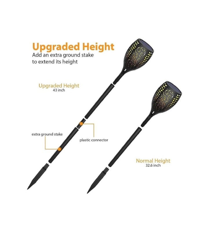 _WBM Smart Solar Light Torch, Waterproof, Flickering Flame Solar Lights Outdoor 4 Piece (2) WBM Smart Solar Light Torch, Waterproof, Flickering Flame Solar Lights Outdoor 4 Piece