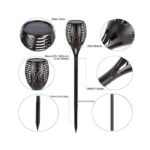 WBM Smart Solar Light Torch, Waterproof, Flickering Flame Solar Lights Outdoor 4 Piece