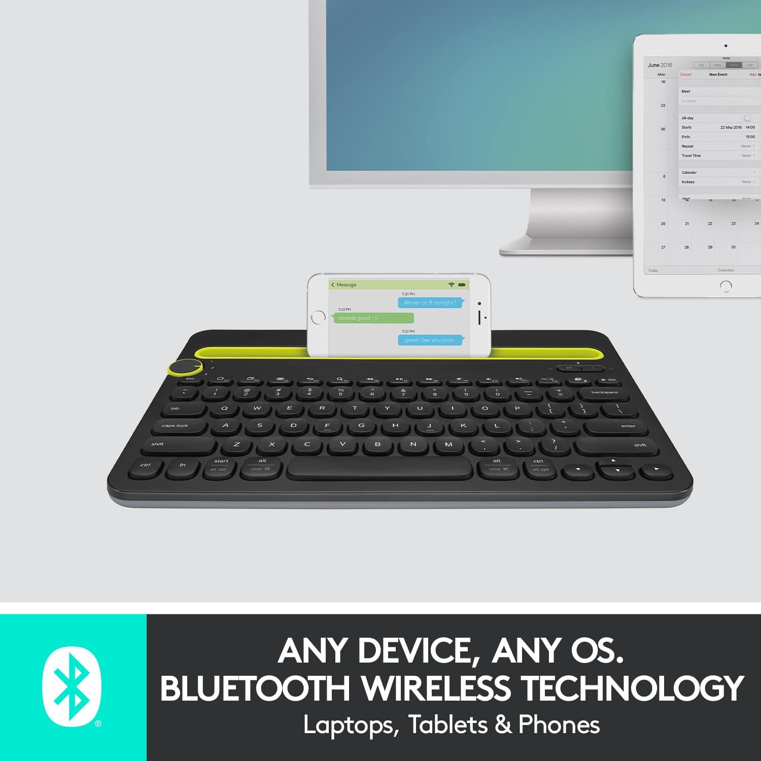 Logitech K480 Wireless Multi-Device Keyboard for Windows, macOS, iPadOS, Android