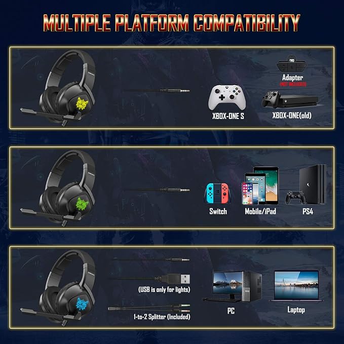 ONIKUMA K19 RGB Wired Stereo Gaming Headset True Noise Cancellation