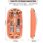 Mouse Wireless M233,Transparent Magnetic Mouse 2.4G Rechargeable for PC Rechargeable