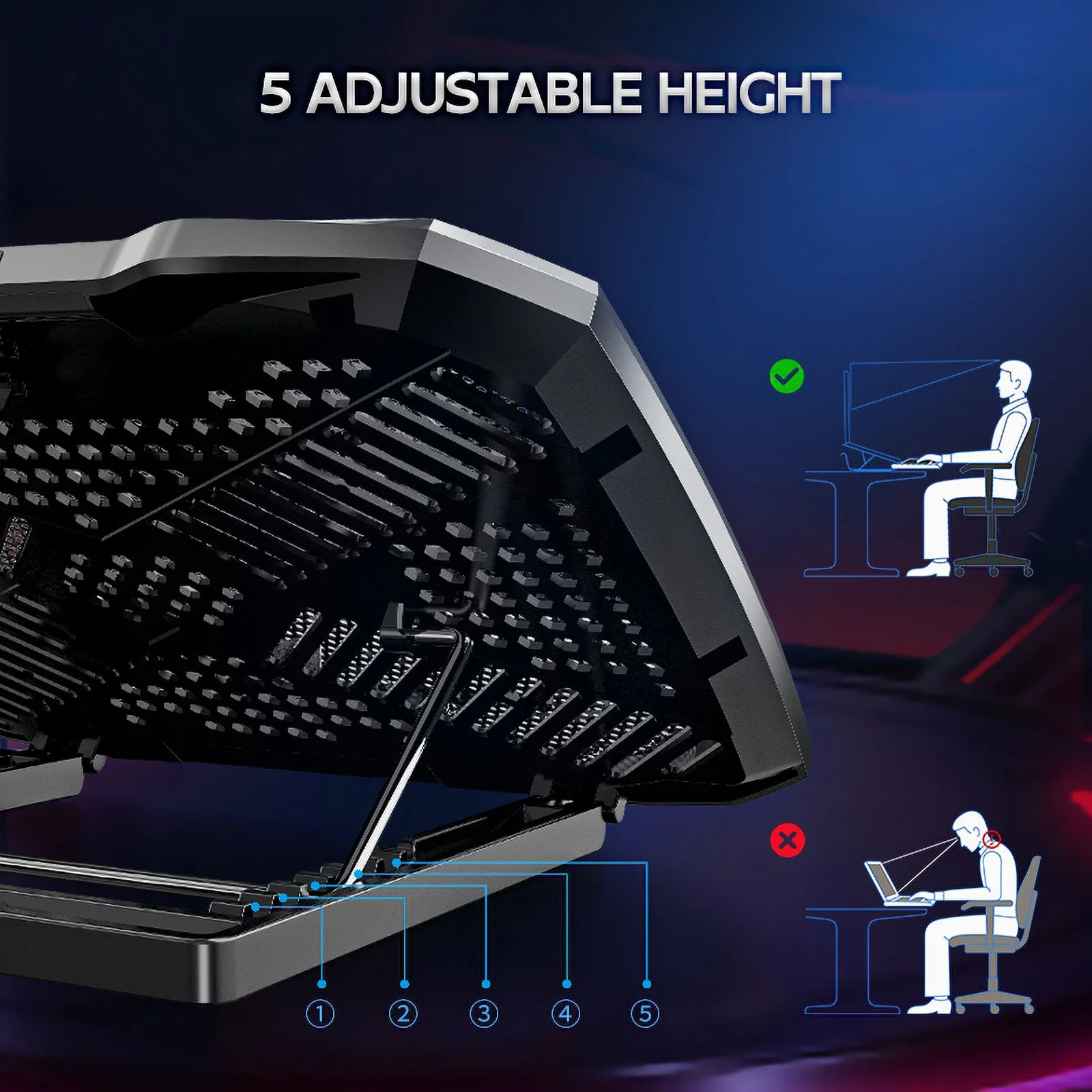 F2 Plus CoolCold Gaming Cooler 3 Big Fans Cooling Pad-