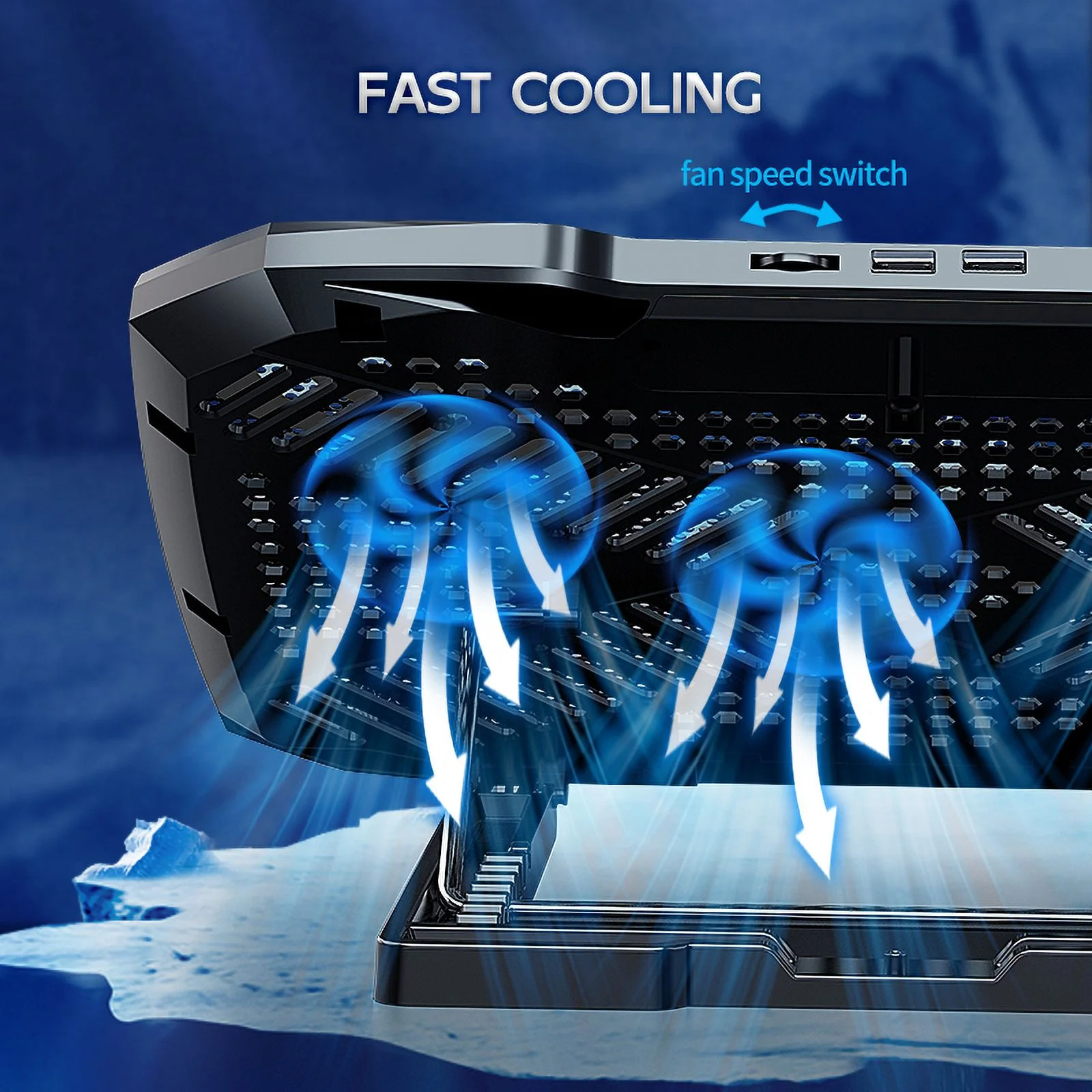 F2 Plus CoolCold Gaming Cooler 3 Big Fans Cooling Pad-