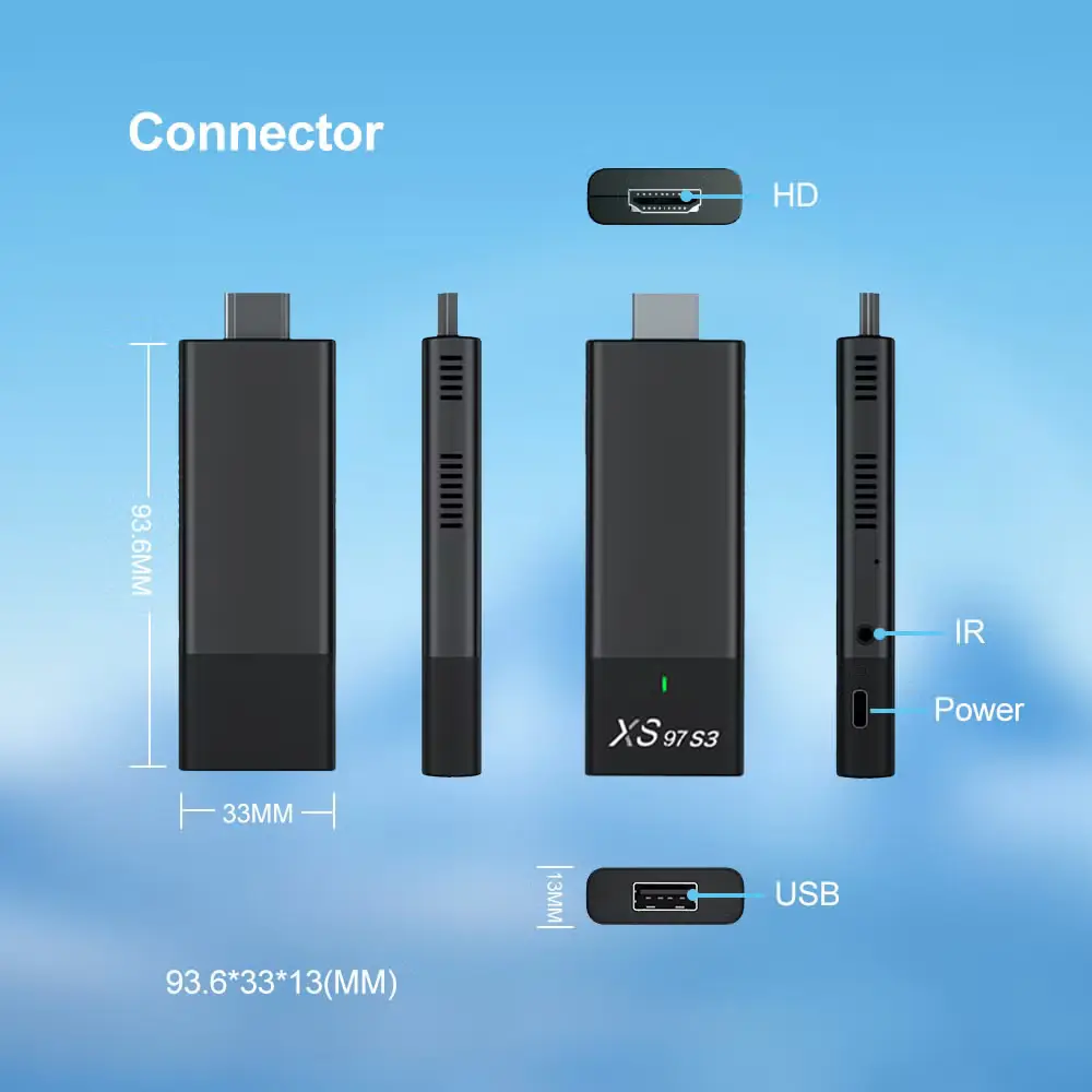XS97 S3 USB TV Stick Best Fast Quad Core Dual WiFi Allwinner H313