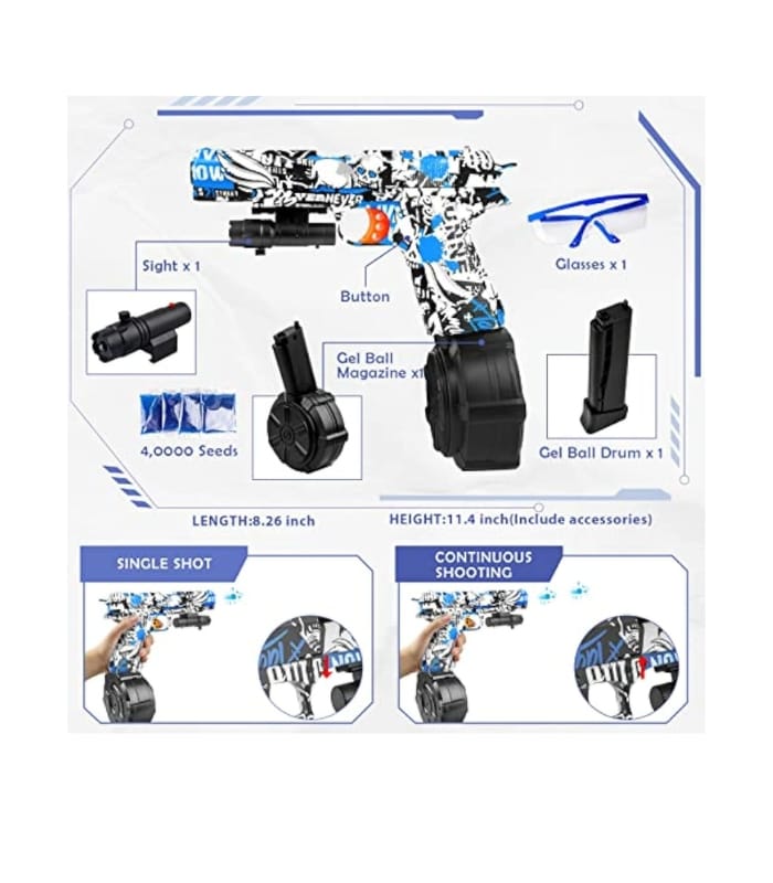 Gel Splatter Blaster Pistol for Orbeez with Drum and Sight Gel Splatter Blaster Pistol for Orbeez with Drum and Sight