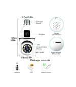 Speed-X SPE27-2 Dual Lens Bulb Camera 1080P Wifi Panoramic Night Vision Motion Detection With V380 Pro App
