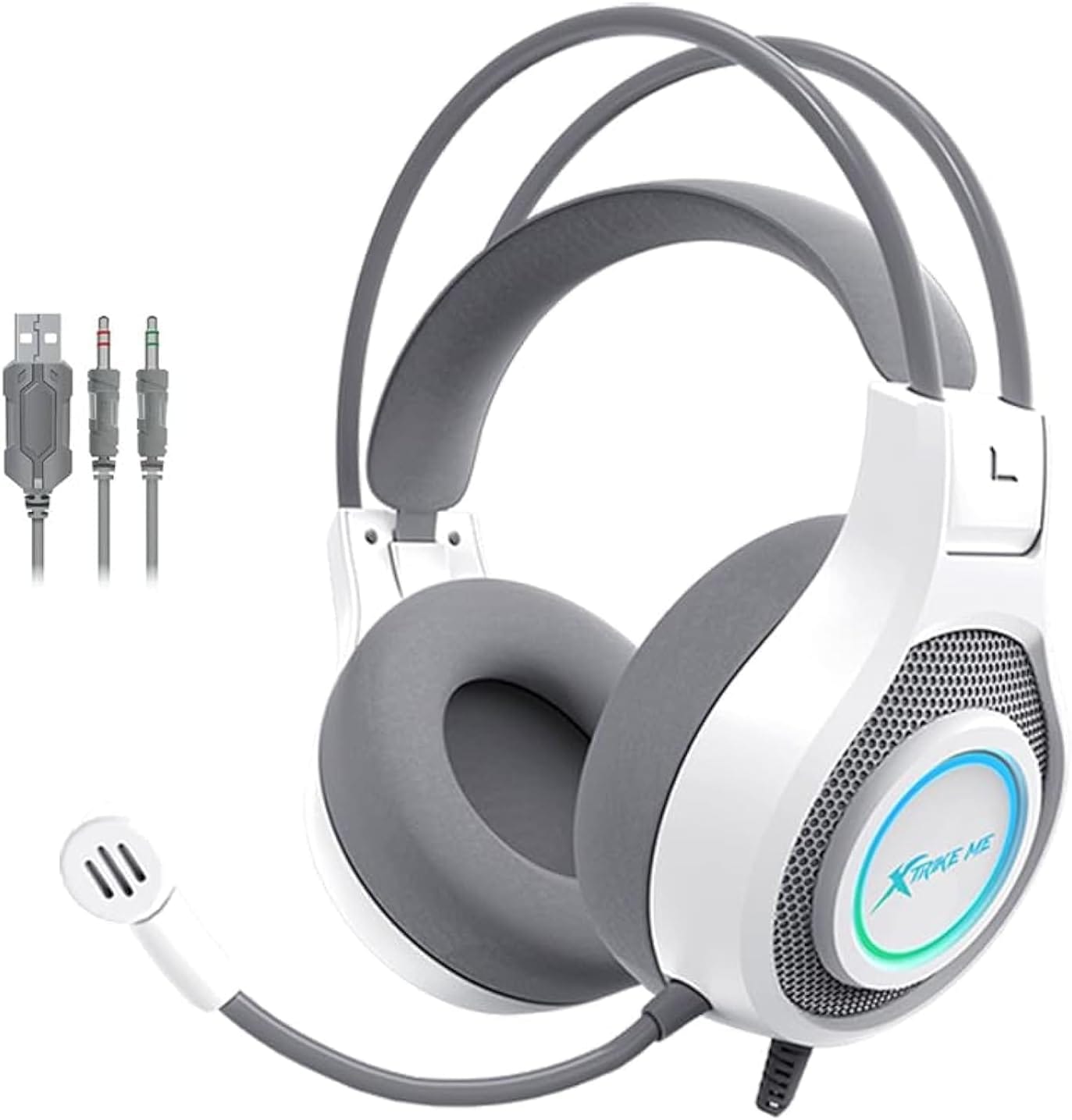 The Xtrike-Me GH-515W Wired RGB Gaming Headset features static lighting effects and high-quality sound, perfect for an immersive gaming experience. Xtrike-Me GH-515W Wired RGB Gaming Headset Key Features: Double Head Beam Design: The XTRIKE ME GH-515W features a unique double-head beam design, ensuring a comfortable fit for extended gaming sessions while providing a stylish and secure headset. Powerful Bass with Closed-Back, Over-Ear Design: The closed-back, over-ear earcups deliver immersive sound with powerful bass, perfect for gaming, music, and media. Experience clear audio and deep, resonant, low frequencies for a more engaging experience. Static RGB Lighting Effects: Enhance your gaming setup with eye-catching static RGB lighting effects that add customizable visual appeal and make your headset stand out. Wired Connectivity: Enjoy reliable, lag-free performance with a wired connection. The headset includes two 3.5mm jacks (for audio and microphone) and a USB connector for LED lighting, providing a versatile setup for any device. Components: The headset has comfortable ear cushions for enhanced Comfort, making it ideal for long gaming or listening sessions. Xtrike-Me Wired RGB Gaming Headset Specifications: Colour: White Model Name: GH-515W Headphones Form Factor: Over-Ear Headphones Ear Placement: Over-Ear Noise Control: None Headphones Jack: 3.5mm Jack (2x) + USB (for LED light) Connectivity Technology: Wired Included Components: Ear Cushions Age Range Description: Adult Package Dimensions: 5 x 5 x 5 cm Weight: 400 g Manufacturer: XTRIKE ME Item Model Number: GH-515W Why Choose the XTRIKE-ME GH-515W Gaming Headset? The XTRIKE-ME GH-515W Wired Gaming Headset offers exceptional sound quality, Comfort, and style for gamers and media enthusiasts. With its powerful bass, static RGB lighting effects, and comfortable over-ear design, this headset provides an immersive experience for casual and competitive gaming. It is ideal for adult users and is designed to deliver premium audio and Comfort during extended sessions.