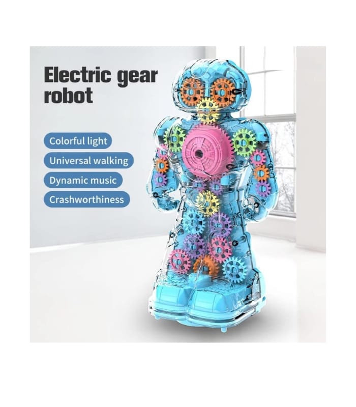 Gear Robot Toy, Electric Gear Robot Toy Transparent Gear Music/Light Gear Robot Toy, Electric Gear Robot Toy Transparent Gear Music/Light