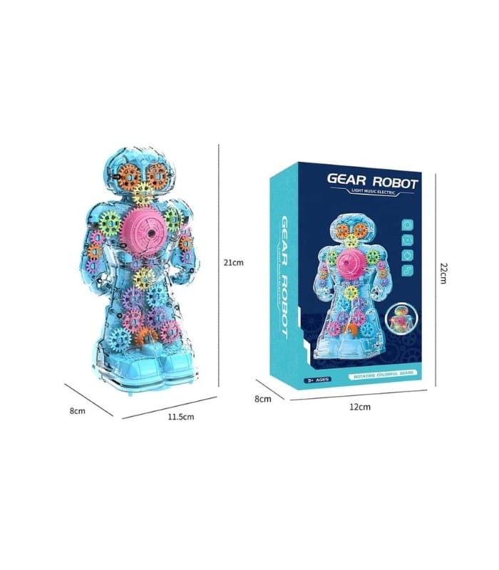 Gear Robot Toy, Electric Gear Robot Toy Transparent Gear Music/Light Gear Robot Toy, Electric Gear Robot Toy Transparent Gear Music/Light