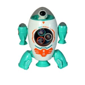 Space Rocket Musical Toy for Kids with Dynamic Flashing Lights and Rotation Feature