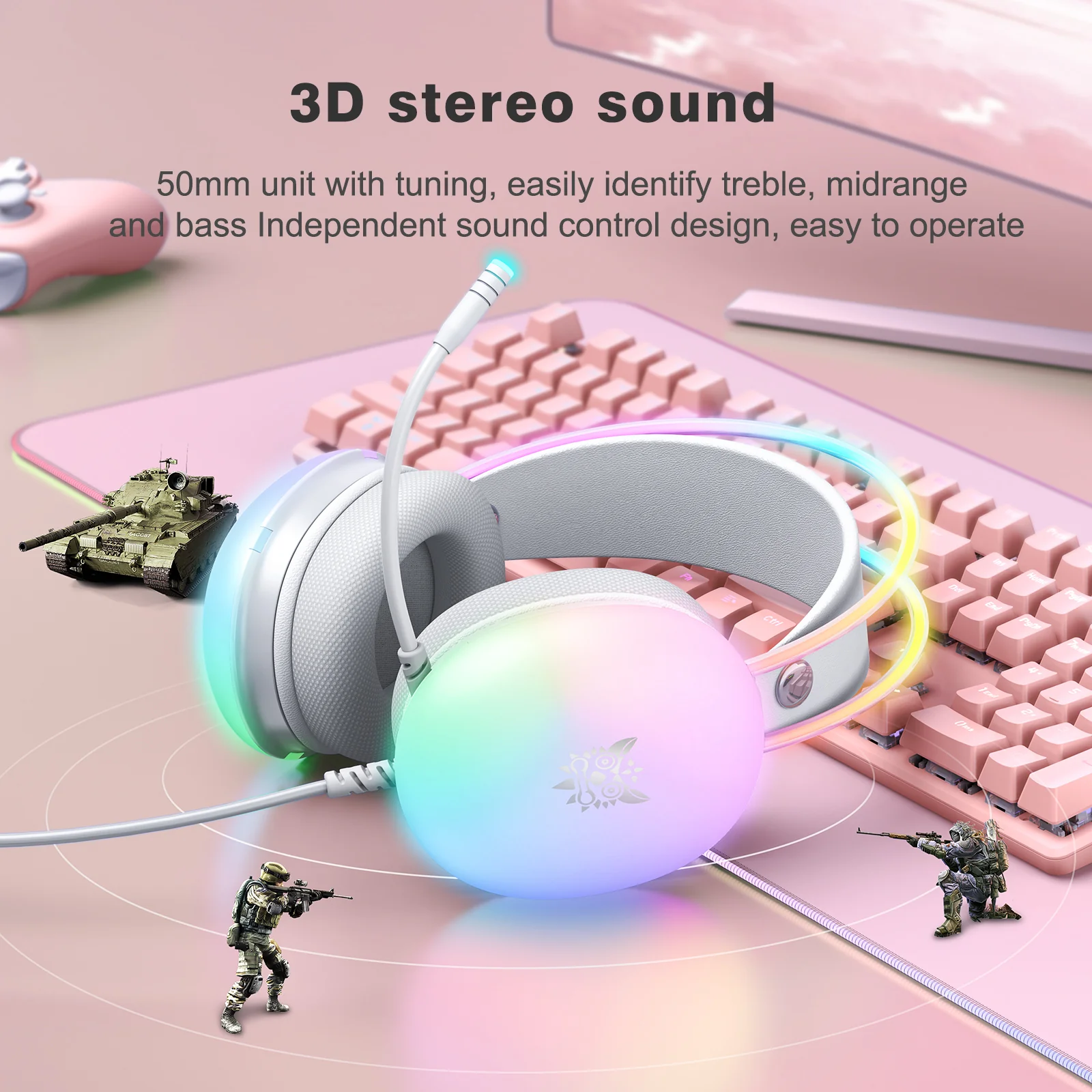 Onikuma X25 Pro RGB Head Beam Gaming Headset with Mic & Stereo Surround Sound