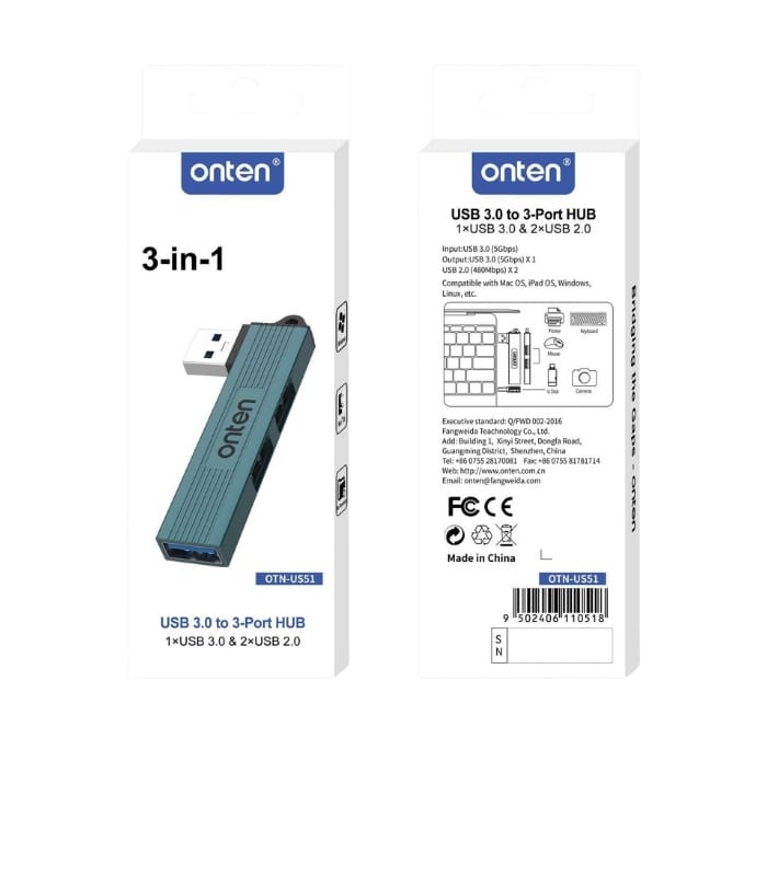 Onten 3 in 1 USB HUB to 3 Port Hub US51 (1) Onten 3 in 1 USB HUB to 3 Port Hub US51