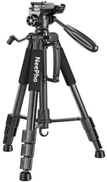 NeePho 910A Tripod Stand Retractable Height Adjustable Camera Tripod with Phone Holder